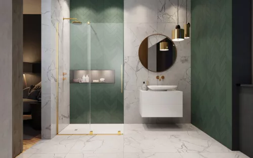 Furo Gold Walk-in arany zuhanyfal 90 átlátszó balos