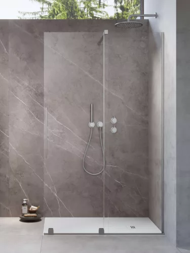Furo Brushed Nickel Walk-in szálcsiszolt króm zuhanyfal 110 balos átlátszó