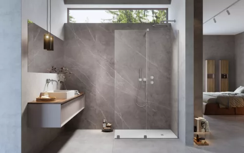 Furo Brushed Nickel Walk-in szálcsiszolt króm zuhanyfal 110 balos átlátszó