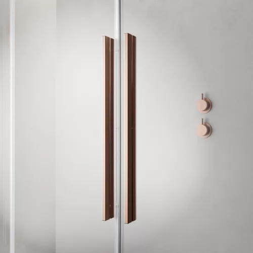 Furo Brushed Copper Walk-in szálcsiszolt réz zuhanyfal 150 jobbos átlátszó