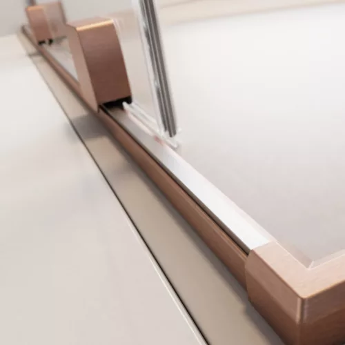 Furo Brushed Copper DWJ szálcsiszolt réz zuhanyajtó 150 átlátszó balos