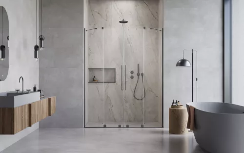 Furo Brushed GunMetal DWD szálcsiszolt fegyvermetál zuhanyajtó 200 átlátszó