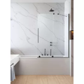   Furo Brushed GunMetal PND II szálcsiszolt fegyvermetál kádparaván 180 átlátszó jobbos