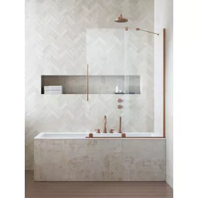  Furo Brushed Copper PND II szálcsiszolt réz kádparaván 180 átlátszó jobbos