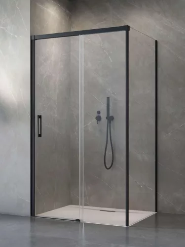 Idea Black KDS szögletes fekete zuhanykabin 100x110 átlátszó jobbos