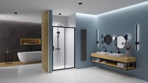 Premium Pro Black DWJ fekete zuhanyajtó 120 átlátszó balos