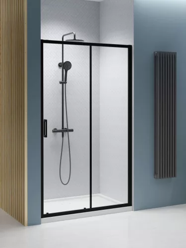 Premium Pro Black DWJ fekete zuhanyajtó 120 átlátszó balos