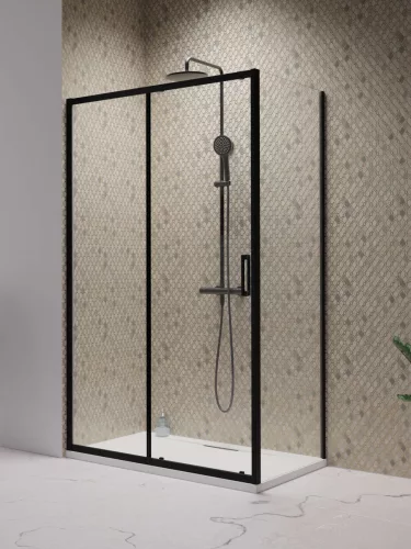 Premium Pro Black KDJ szögletes fekete zuhanykabin 150x75 átlátszó jobbos