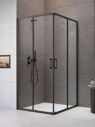 Premium Pro Black KDD szögletes fekete zuhanykabin 90x80 átlátszó