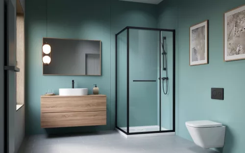 Alienta Black SD II szögletes fekete zuhanykabin 90x80 átlátszó