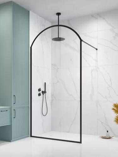 Volta Black II Frame Walk-in fekete zuhanyfal 100 átlátszó balos