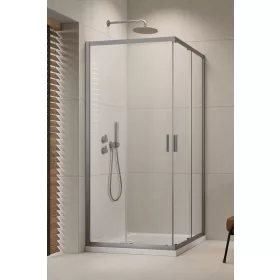Alienta Brushed Nickel C/D szögletes szálcsiszolt króm zuhanykabin 90x90 átlátszó