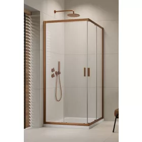 Alienta Brushed Copper C/D szögletes szálcsiszolt réz zuhanykabin 90x90 átlátszó