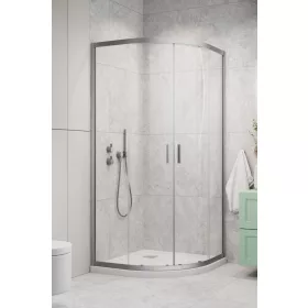 Alienta Brushed Nickel A/E íves szálcsiszolt króm zuhanykabin 80x90 átlátszó
