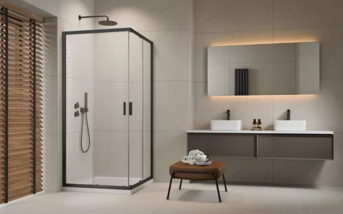 Alienta Brushed GunMetal C/D szögletes szálcsiszolt fegyvermetál zuhanykabin 80x100 átlátszó