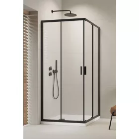 Alienta Black D szögletes fekete zuhanykabin 80x90 átlátszó