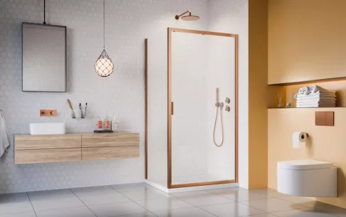 Alienta Brushed Copper DWJ+S szögletes szálcsiszolt réz zuhanykabin 110x80 átlátszó