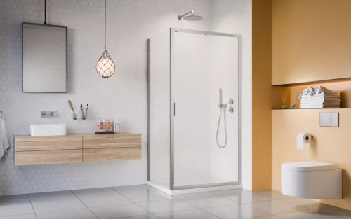 Alienta Brushed Nickel DWJ+S szögletes szálcsiszolt króm zuhanykabin 130x80 átlátszó