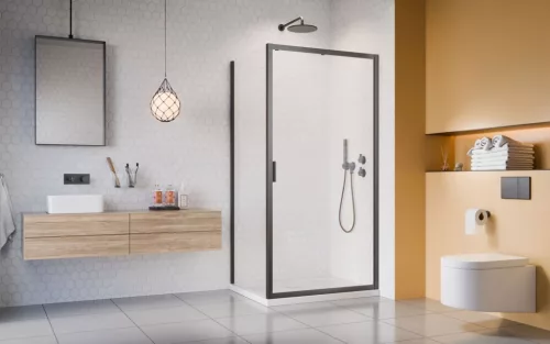 Alienta Brushed GunMetal DWJ+S szögletes szálcsiszolt fegyvermetál zuhanykabin 130x80 átlátszó