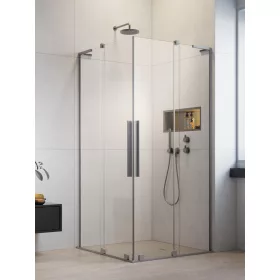   Furo SL Brushed Nickel KDD szögletes szálcsiszolt króm zuhanykabin 110x80 átlátszó