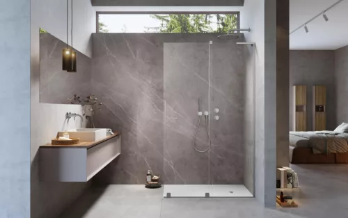 Furo SL Brushed Nickel Walk-in szálcsiszolt króm zuhanyfal 80 átlátszó jobbos