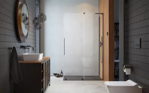 Furo SL Brushed GunMetal Walk-in szálcsiszolt fegyvermetál zuhanyfal 80 átlátszó balos