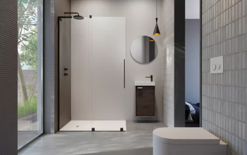 Furo SL Black Walk-in fekete zuhanyfal 120 átlátszó jobbos