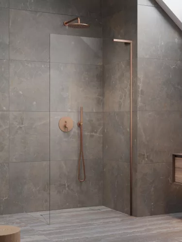 Modo SL II Brushed Copper Walk-in szálcsiszolt réz zuhanyfal 75 átlátszó jobbos