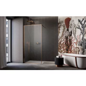   Modo F II Brushed Copper Walk-in szálcsiszolt réz zuhanyfal 75 átlátszó
