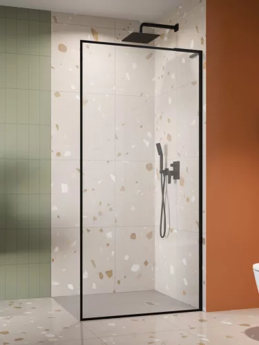 Modo F SL II Black Walk-in fekete zuhanyfal 65 átlátszó balos