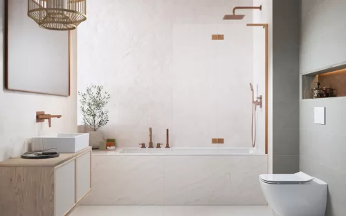 Essenza 8 SL Brushed Copper PND II szálcsiszolt réz kádparaván 140 átlátszó balos