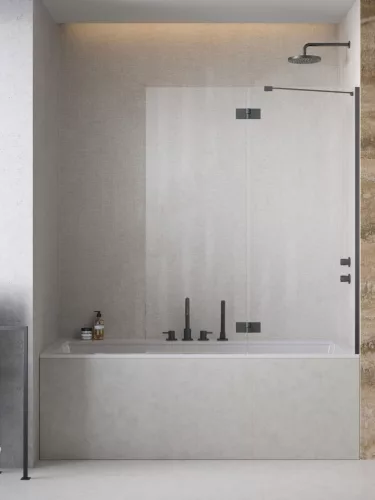 Essenza Brushed GunMetal ﻿PND II ﻿szálcsiszolt fegyvermetál kádparaván 140 átlátszó balos