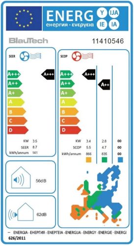 Blautech Premium Plus (11410550) Szürke 3,5kW hűtő-fűtő oldalfali split klíma, WiFi, UVC lámpa, -35°C fűtés