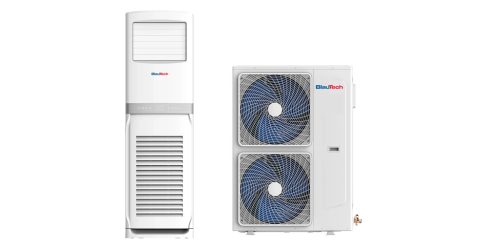 Blautech Premium Plus álló klímaberendezés, 48000 BTU, 15 kW, 4D légáramlás, erőteljes légkibocsátás, öndiagnosztika funkcióval, időzítővel, éjszakai üzemmóddal, távirányítóval
