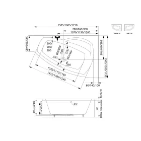 Claudia aszimmetrikus akril kád 160x105 jobbos