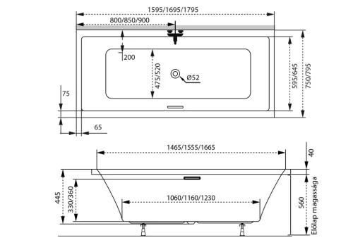 Sabina Pro egyenes akril kád 180x80
