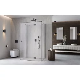   ﻿Essenza Brushed GunMetal ﻿KDJ+S ﻿szögletes ﻿szálcsiszolt fegyvermetál zuhanykabin 100x80 átlátszó balos