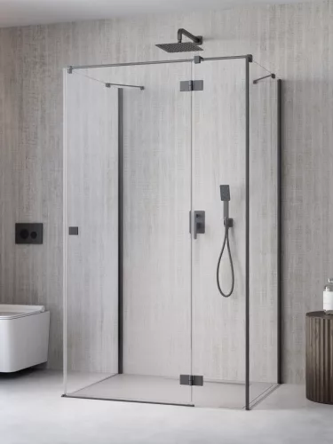 Essenza Brushed GunMetal ﻿KDJ+S ﻿szögletes ﻿szálcsiszolt fegyvermetál zuhanykabin 100x80 átlátszó balos