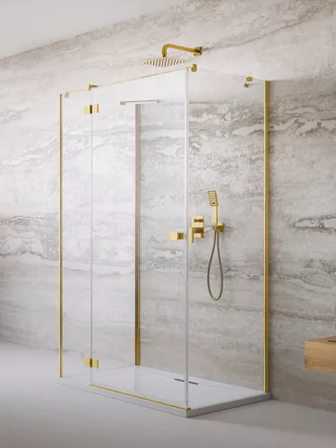 Essenza Gold ﻿KDJ+S ﻿szögletes ﻿arany zuhanykabin