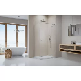   Essenza Brushed Nickel ﻿KDJ szögletes ﻿szálcsiszolt króm zuhanykabin 90x75 átlátszó balos
