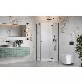   Essenza Brushed GunMetal ﻿PTJ ﻿szögletes ﻿szálcsiszolt fegyvermetál zuhanykabin 90x90 átlátszó