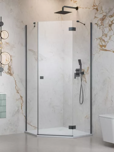 Essenza Brushed GunMetal ﻿PTJ ﻿szögletes ﻿szálcsiszolt fegyvermetál zuhanykabin 90x90 átlátszó