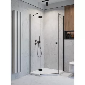   Essenza Black PTJ szögletes fekete zuhanykabin 80x90 átlátszó balos