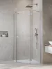 Essenza Brushed Nickel ﻿PTJ ﻿szögletes ﻿szálcsiszolt króm zuhanykabin 90x80 átlátszó