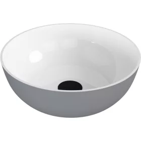   BANERA ROUND öntöttmárvány mosdó. átm:39cm. fehér/matt szürke