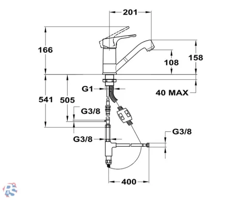 Mofém Junior Evo bojler mosogató csaptelep kihúzható két funkciós zuhanyfejjel, cksz.152-0050-00