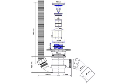 Pro Click-Clack le- és túlfolyó króm