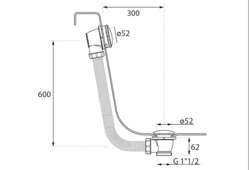 Click-Clack automata le- és túlfolyó (60 cm) - szálcsiszolt arany