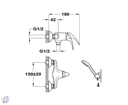 Mofém Junior zuhany csaptelep zuhanyszett nélkül, cksz.153-0009-04