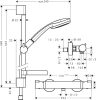 Hansgrohe Ecostat Comfort Combi 0,65 m, Croma 100 Vario kézizuhannyal 27034000